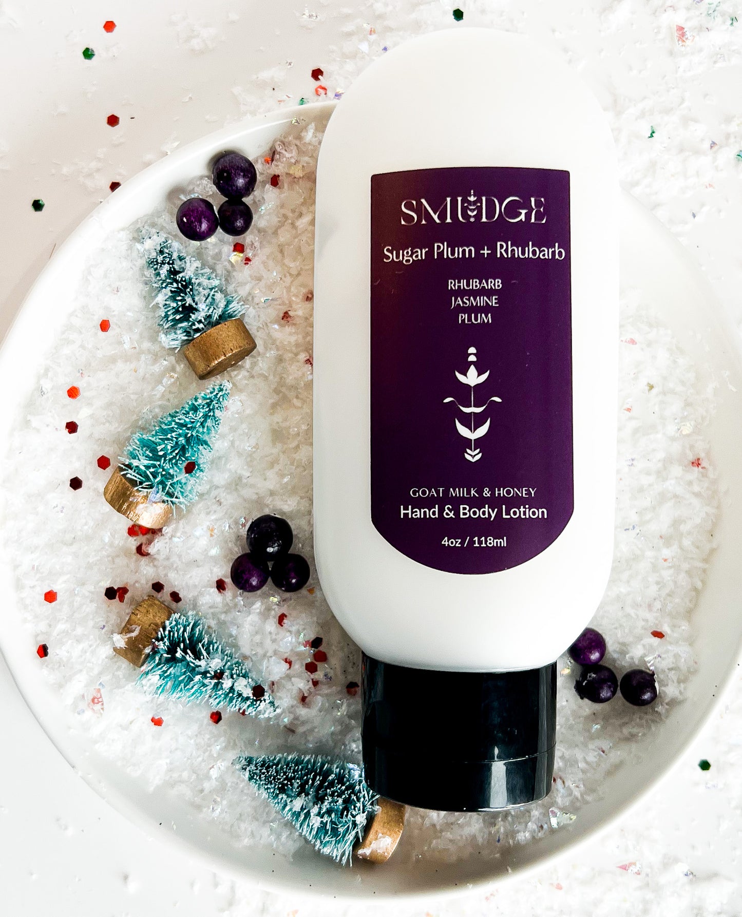 Sugar Plum + Rhubarb Lotion 4oz Bottle